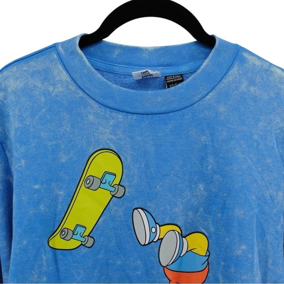 NEW The Simpson’s Cloudy Blue Long Sleeve Bart Skateboarding Comfy Sweater L - Picture 4 of 9